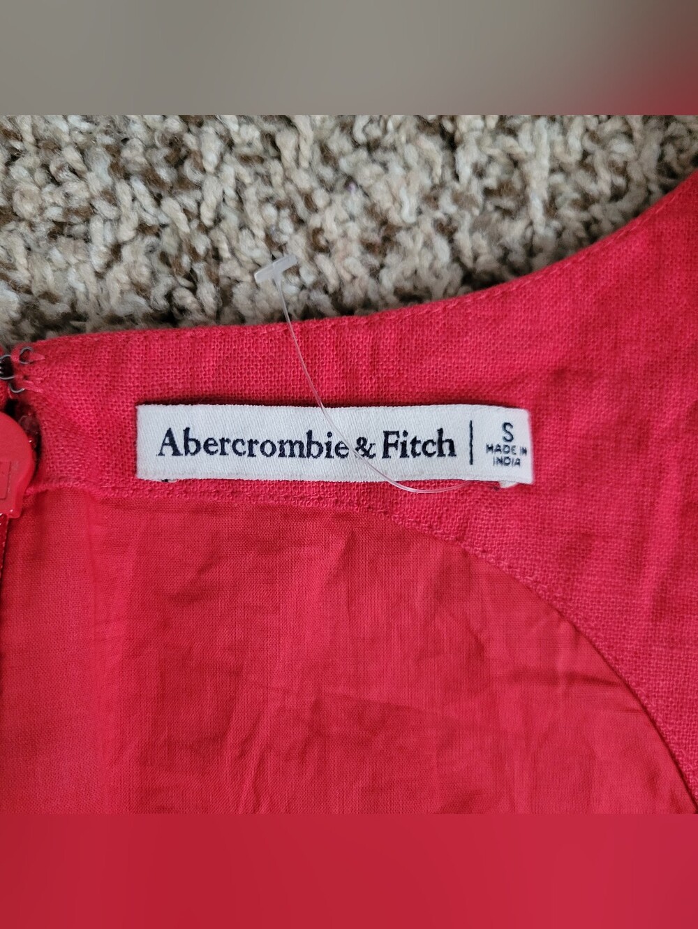 Abercrombie & Fitch Maxi Dress Linen Cotton Red Square Neck Long Back Slit Small - Picture 3 of 8